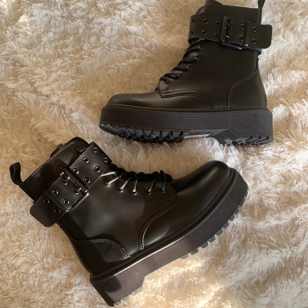 Black combat boots